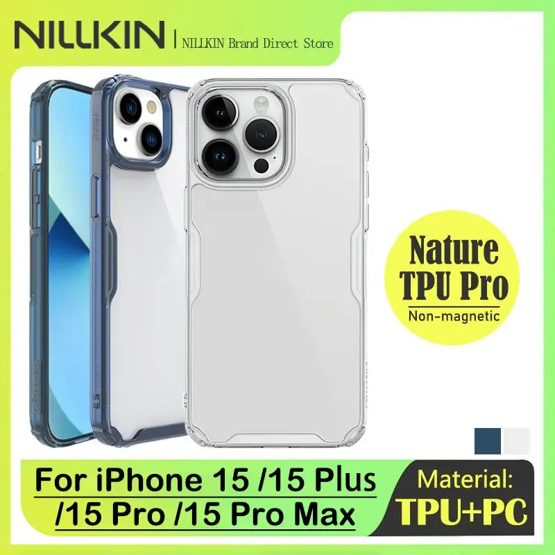 Funda Nillkin Nature TPU para Apple iPhone 15/15 Plus/15 Pro Max, funda trasera protectora de silicona suave, funda protectora transparente