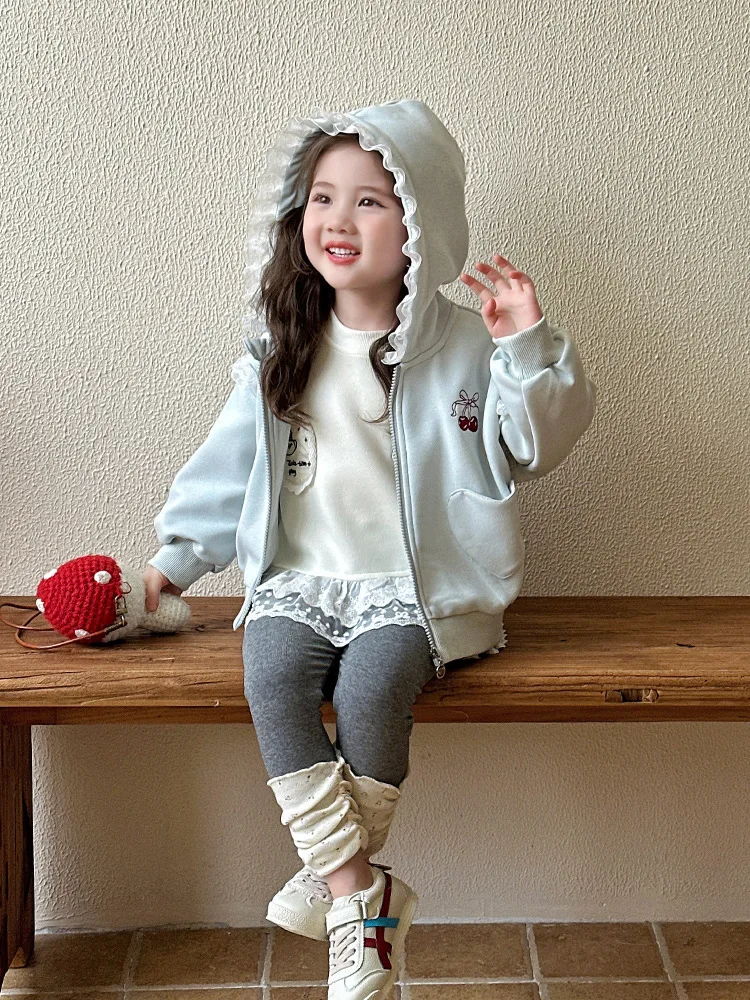 

Girls' Spring and Autumn Jacket2025New Children's Autumn Hooded Sweatshirt Baby Girl Autumn Top Cardigan