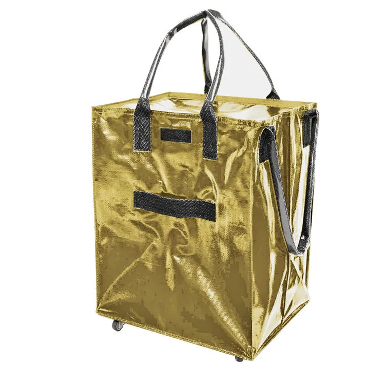 Reusable Grocery Shopping Bag Zipper Closure Shopping Rolling Tote Trolley Bags With Wheels Customize Pet Carrier Dog Bags