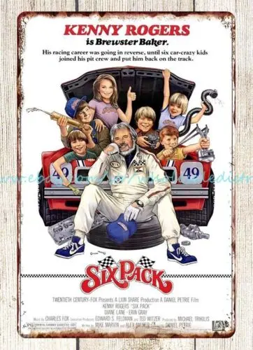 1982 Six Pack movie poster Kenny Rogers car race automotive metal tin sign