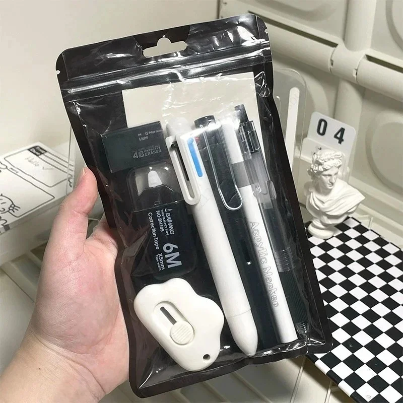 Multifunctional Student Stationery Set Sticky Note Acrylic Pen Utility Knife Correction Tape Eraser Pencil Gel Pen