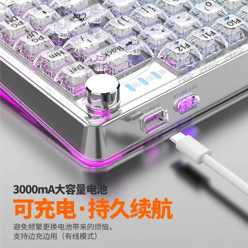 Customized Mechanical Keyboard Transparent The Third Mock Examination Wireless Bluetooth Hot Plug Axis High-End Game Keyboard Cr