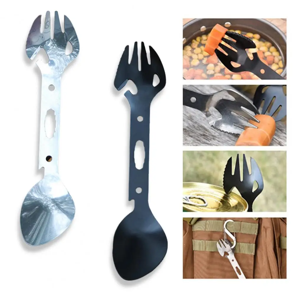 10-in-1 Tableware Spoon Multi Tool Can Opener Flatware Fork Spoon With Bottle Opener Utility Spoon Wrench Camping Survival Tool