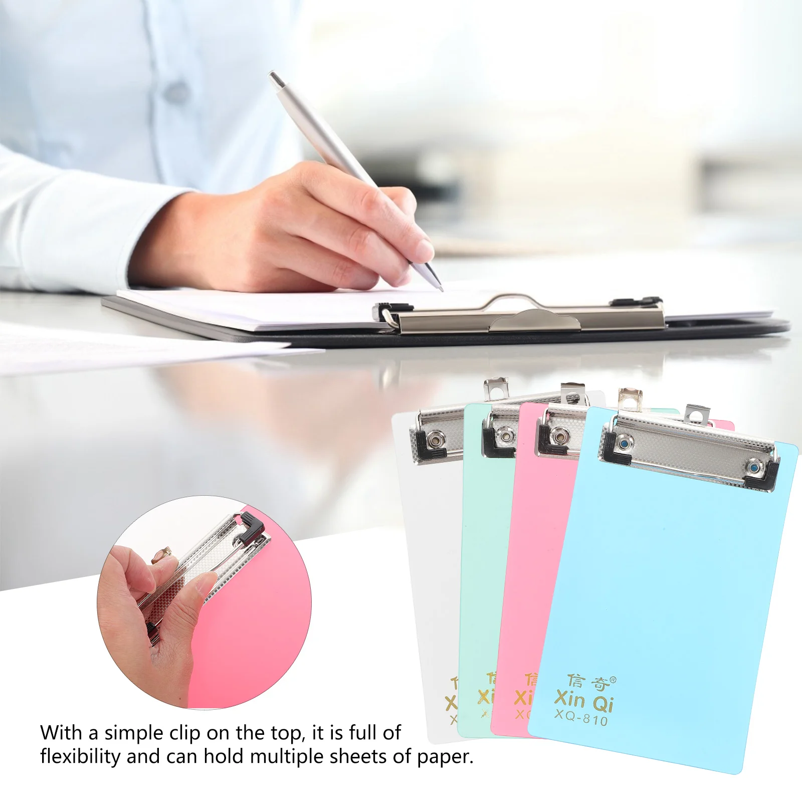 6Pcs Plastic Color Transparent Plate Clipboard Writing Board With Calibration Board Clip Customizable Logo