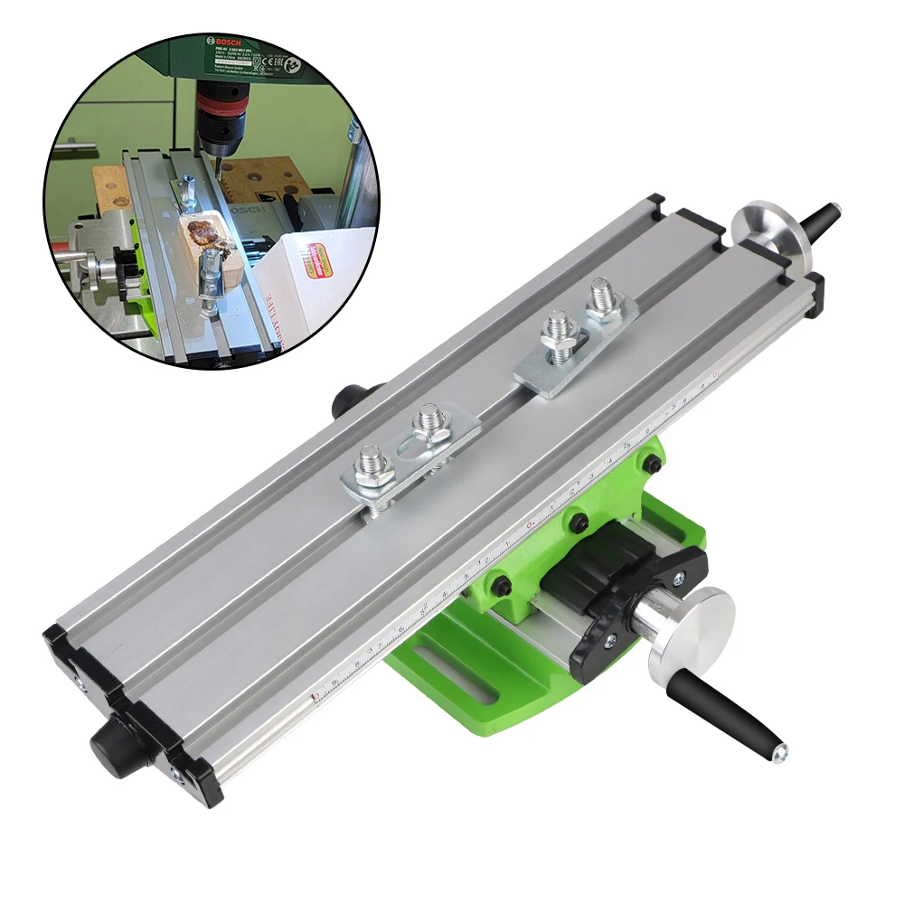 Multifunction Adjustable X-Y Axis Mini Precision Milling Machine Worktable Working Table Cross Slide Table Drill Vise Fixture