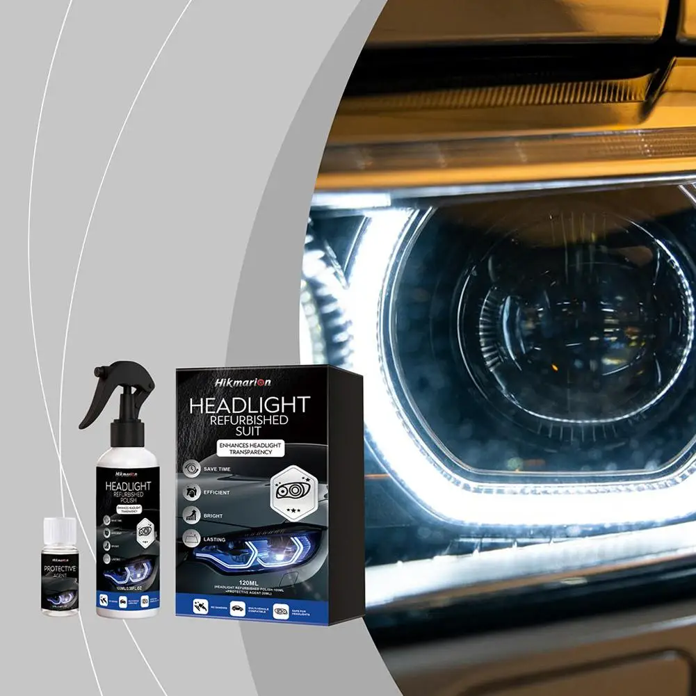 Car Headlight Restoration Kit Polish Protective Agent Set, No-Sanding Headlight Refurbishment for Yellowed/Oxidized Lenses