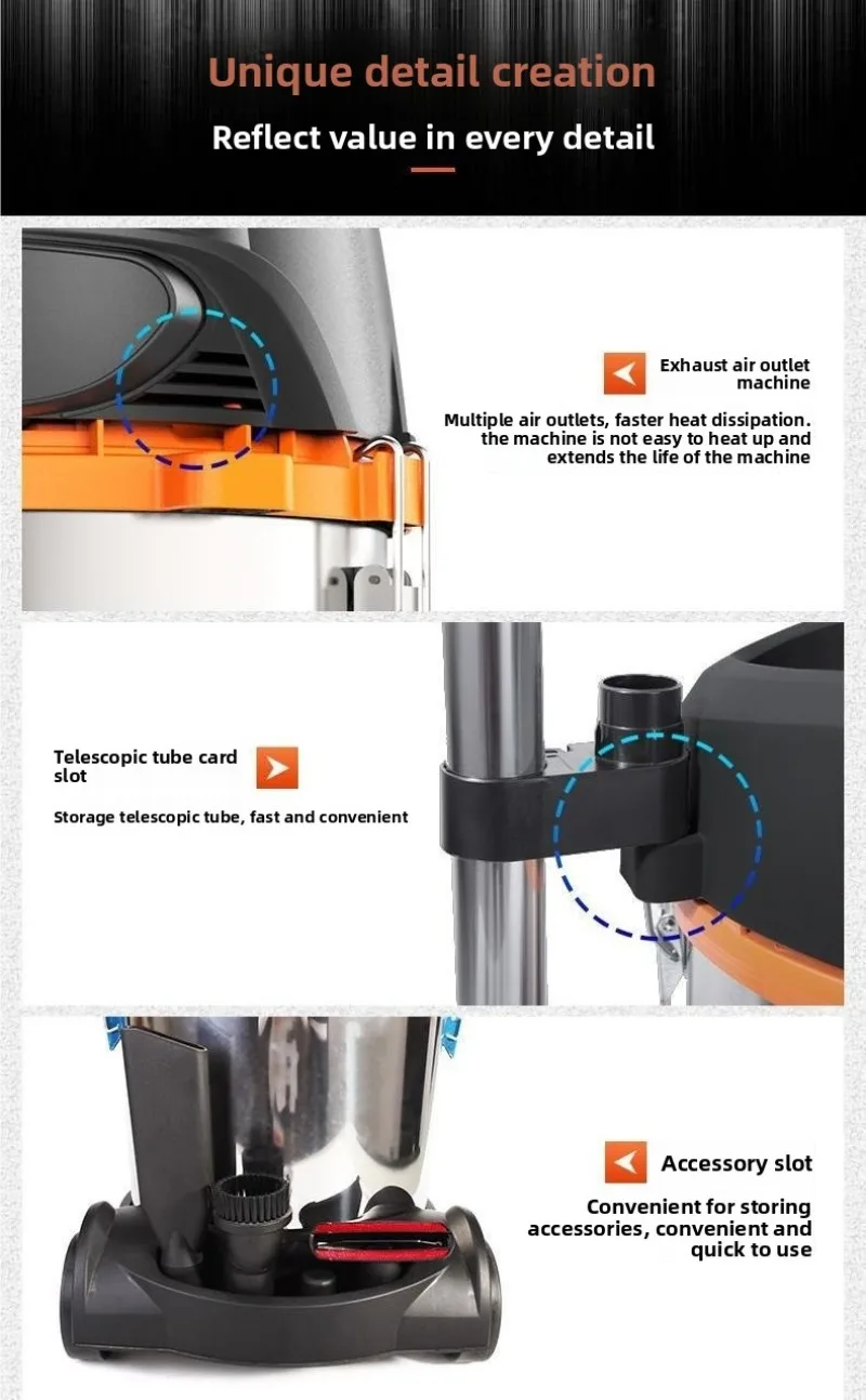 مكنسة كهربائية من Yili Open Land Beauty Seam، منزلية كبيرة شفط جافة ورطبة، محمولة بقوة عالية