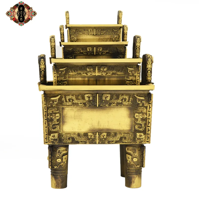 

Brass Simuwu Large Home Entrance Bronze Square Ding Gift Ornament