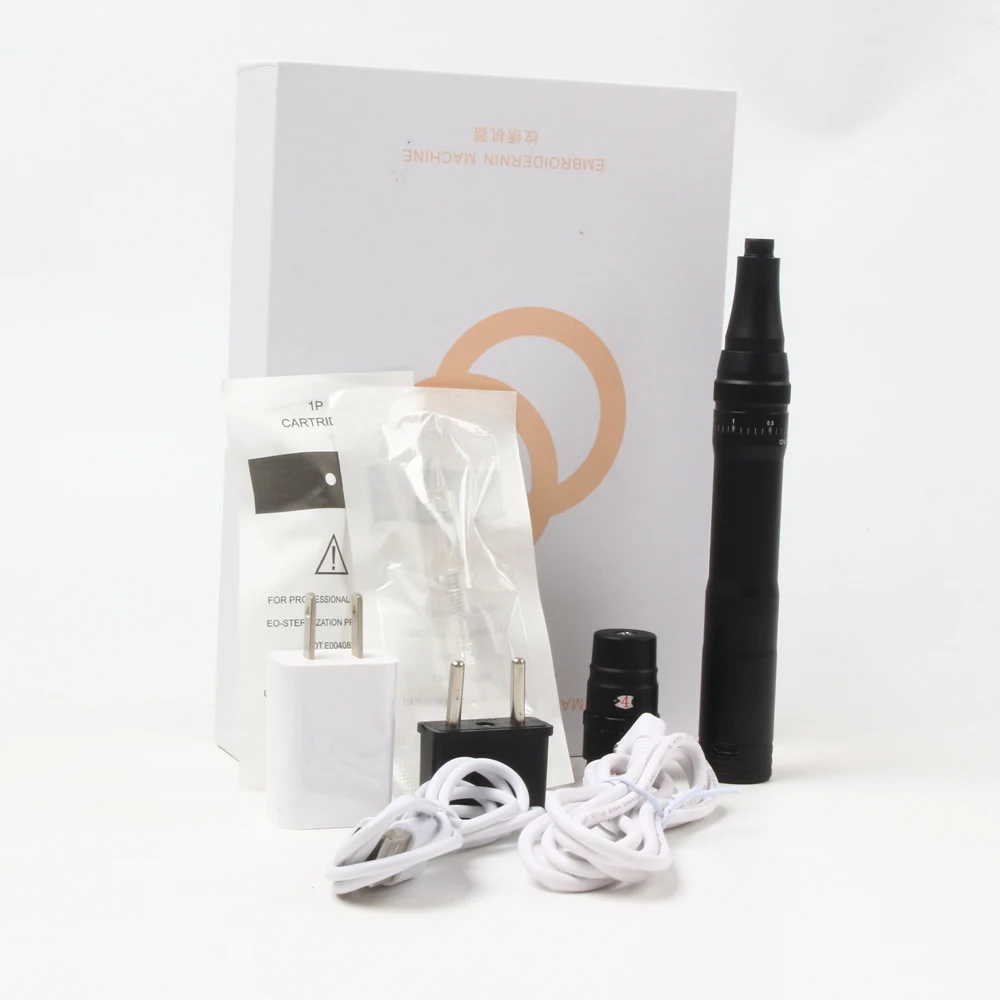 

Professional Wireless Tattoo Machine Kit Black Color 3 Level Permanent Makeup Microshading Eyebrow Liner Lip Tattoo Machine