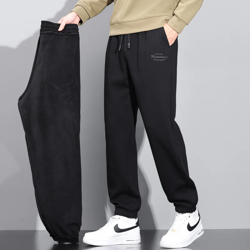 

Ele Men's Winter Corduroy Sweatpants Fce Lined Loose Fit Cuffed Thiened Warm Casual Trousers Faionable Urban Sle