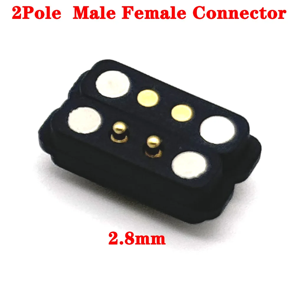 100Pair 2Pin spacing 2.80mm DC Magnetic Pogo Pin Connector Pogopin Male Female Spring Fast charging Waterproof DC Power Socket