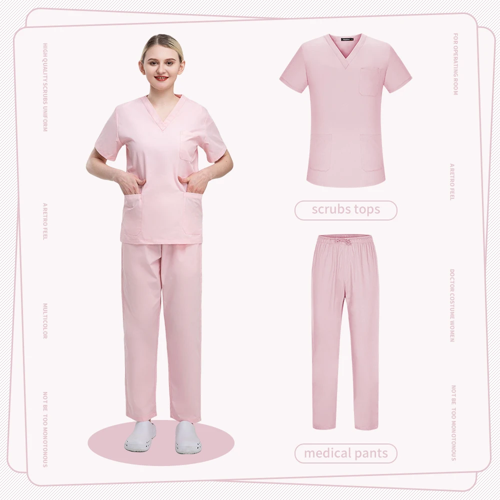 Unisex manga curta Scrubs Uniforme, Farmácia Ternos Médicos, Pet Hospital, Médico, Enfermeira, Workwear, Clínica Dentária, Traje Doutor, Mulheres