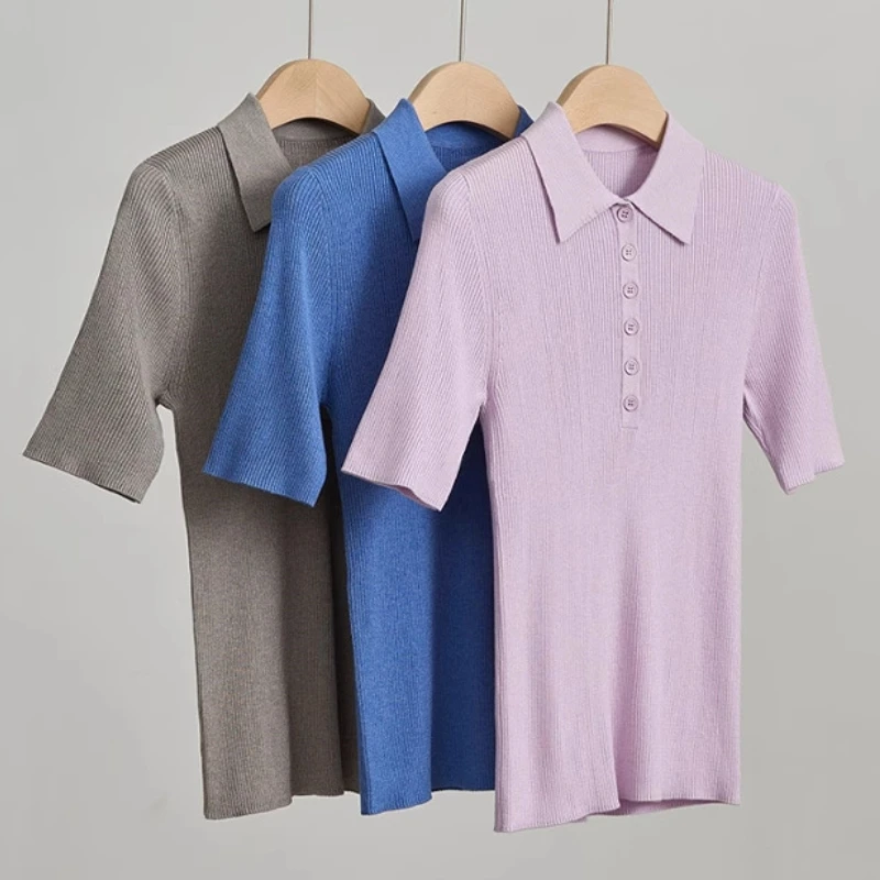 

Birdsky, 1PC Women sweater top outwear pullover short sleeve 80% mulberry silk 20% cotton S-1050