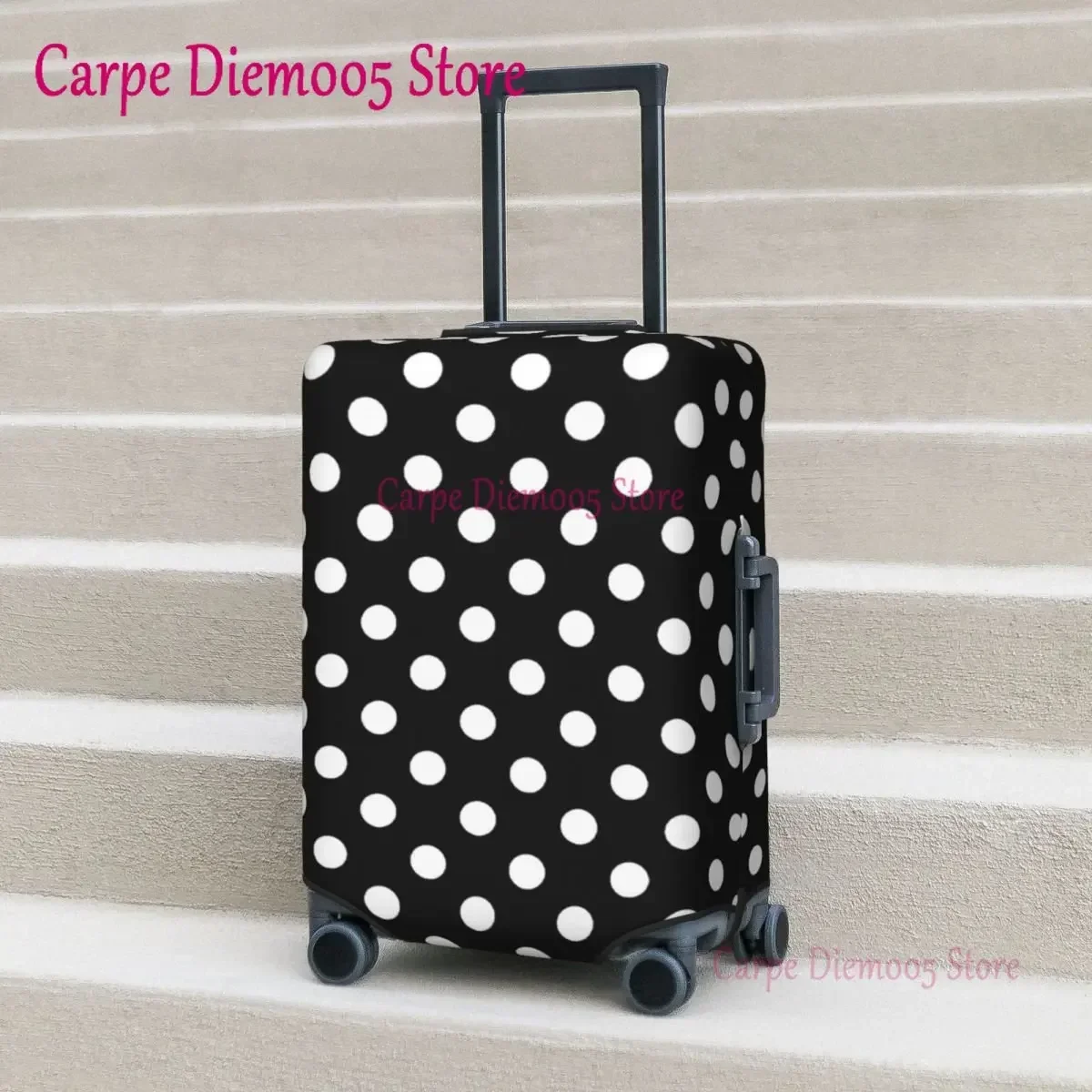 Black And White Polka Dot Print Suitcase Cover Flight Trendy Modern Art Useful Luggage Accesories Travel Protector