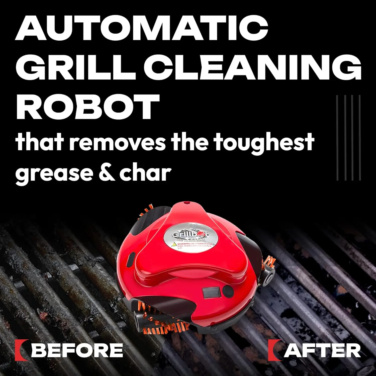 Automatic Grill Cleaning Robot with Nylon Brushes, BBQ Grill Cleaner, Grill Brush, Grill Scraper, BBQ Accessories (Red