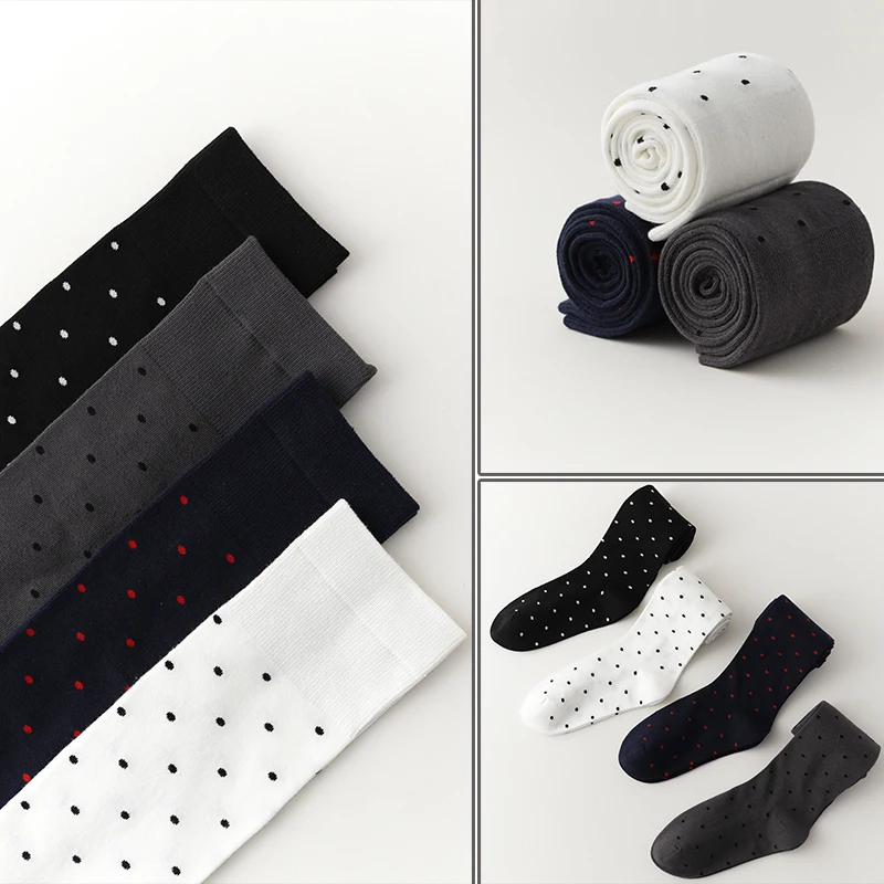 Spring Ladies Polka Dot Knee High Socks Fashionable High Quality Combed Cotton Stockings Suitable For Women\'s Clothing With Gift