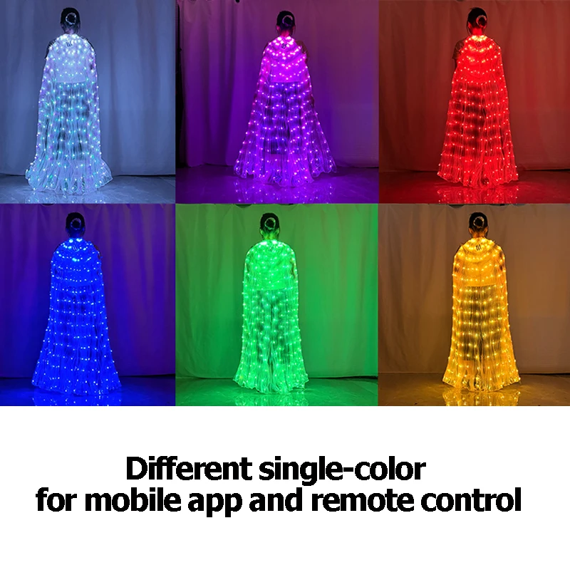 Beautiful LED Butterfly Wing With Stick APP Bluetooth Control  Colorful Change Dancing Cloak Dress Girls Women Performance Props