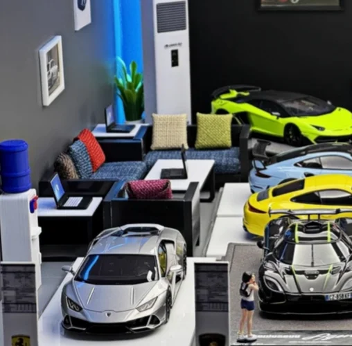 Diorama 1/18 ensemble de modèles de canapé voiture Garage salle d'exposition accessoires décoratifs affichage de paysage