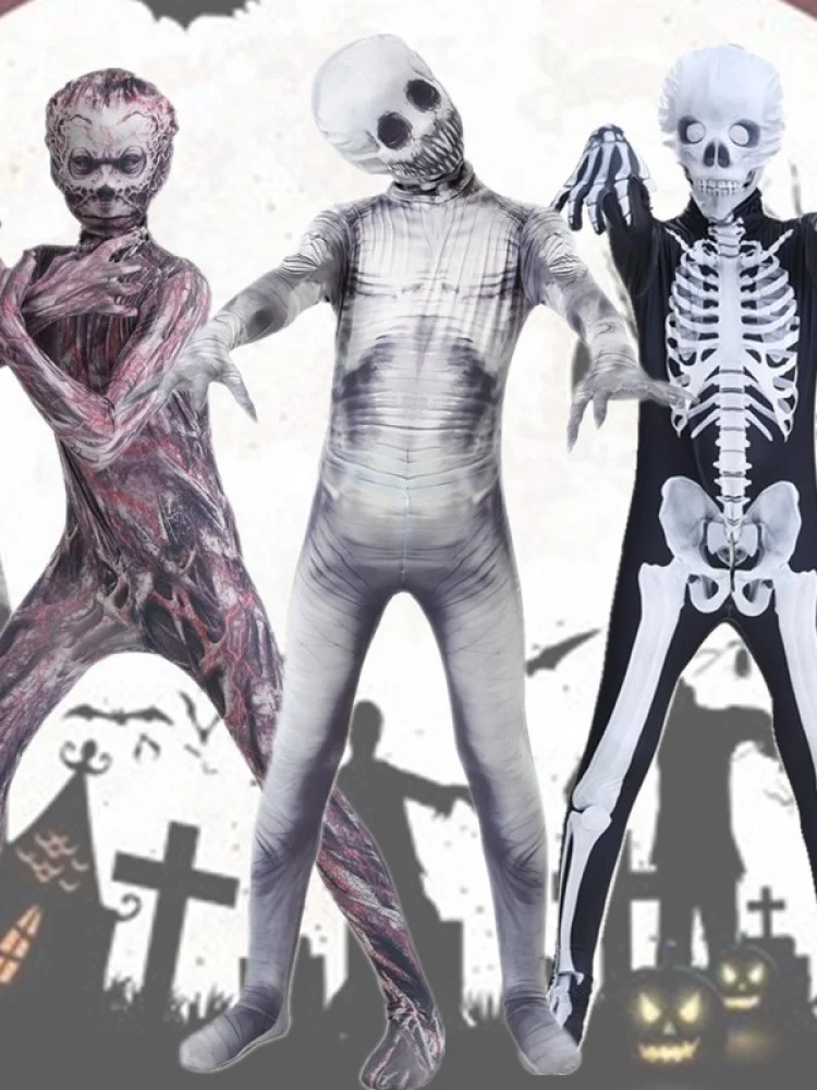 

loween Skeleton Children's Costume Scary Jumpsuit Zombie Suit Spooky Performance Cosplay Outfit Terrorizing Prank Suit