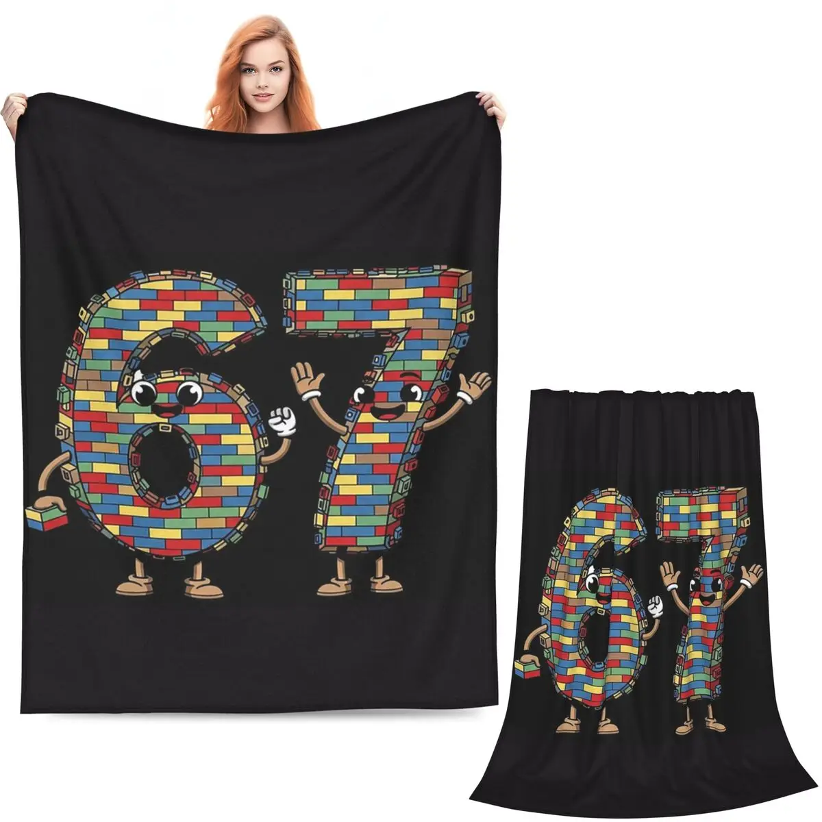Number 67 Building Blocks Print Blanket Soft Warm Flannel Throw Blanket Bedding for Bed Living room Picnic Travel Home Sofa