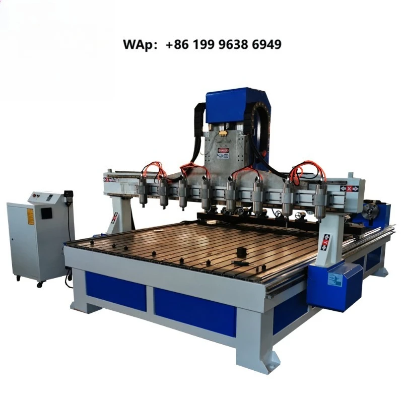 China Supplier Multi Head 4 Axis Cnc Router Machine for 6 8 Heads Wood Sofa Chair Table Back Leg Carving Rotary