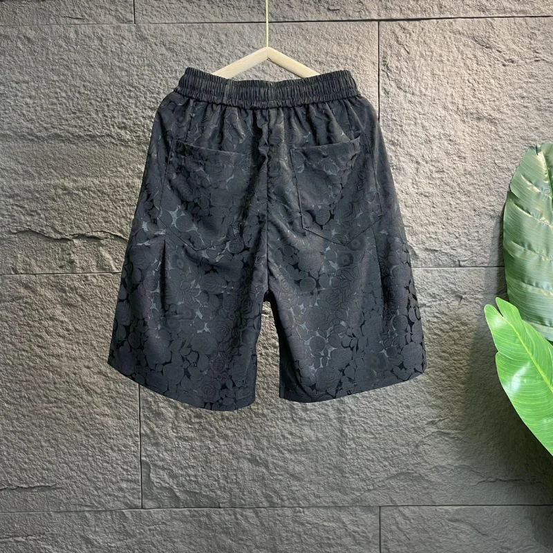 Pantaloncini per il tempo libero in seta di ghiaccio estate uomo moda spiaggia pantaloni corti gioventù dritto cinque pantaloncini stampati