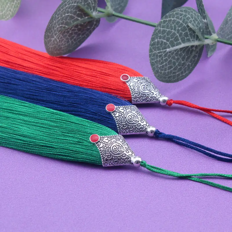 2/4/8Pcs 10.6cm Fish Mouth Tassel Ice Silk Polyester Metal Cap Bookmark Pendant Diy Jewelry Decoration Accessories Hanging Ear