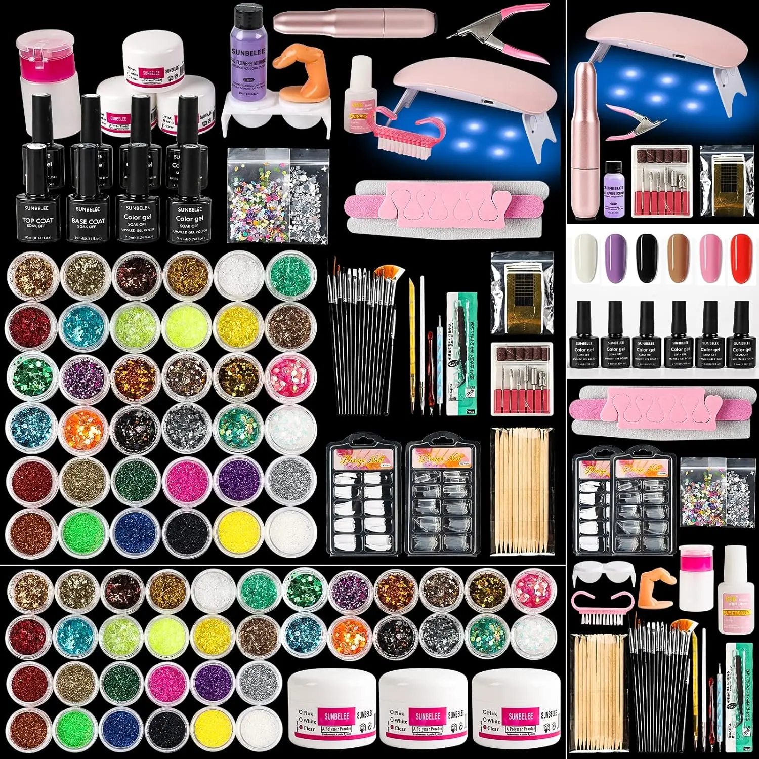 

Полный набор для акрилового маникюра с УФ-лампой, гель-лаком и фрезером - Комплект для самостоятельного маникюра