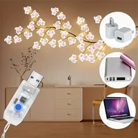 Cherry Blossom 96 Led USB Tree Branch Rattan Lights 8 Modes Colorful String Lamp Valentine Christmas Wedding Bedroom Decoration 5