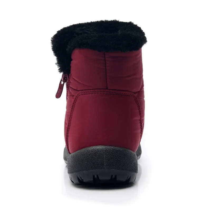 BEYARNE Women Winter Snow Boots Warm Ladies Fur Zip Platform Ankle Boot Suede Wedge Round Toe Female Shoes Snow BootsE984