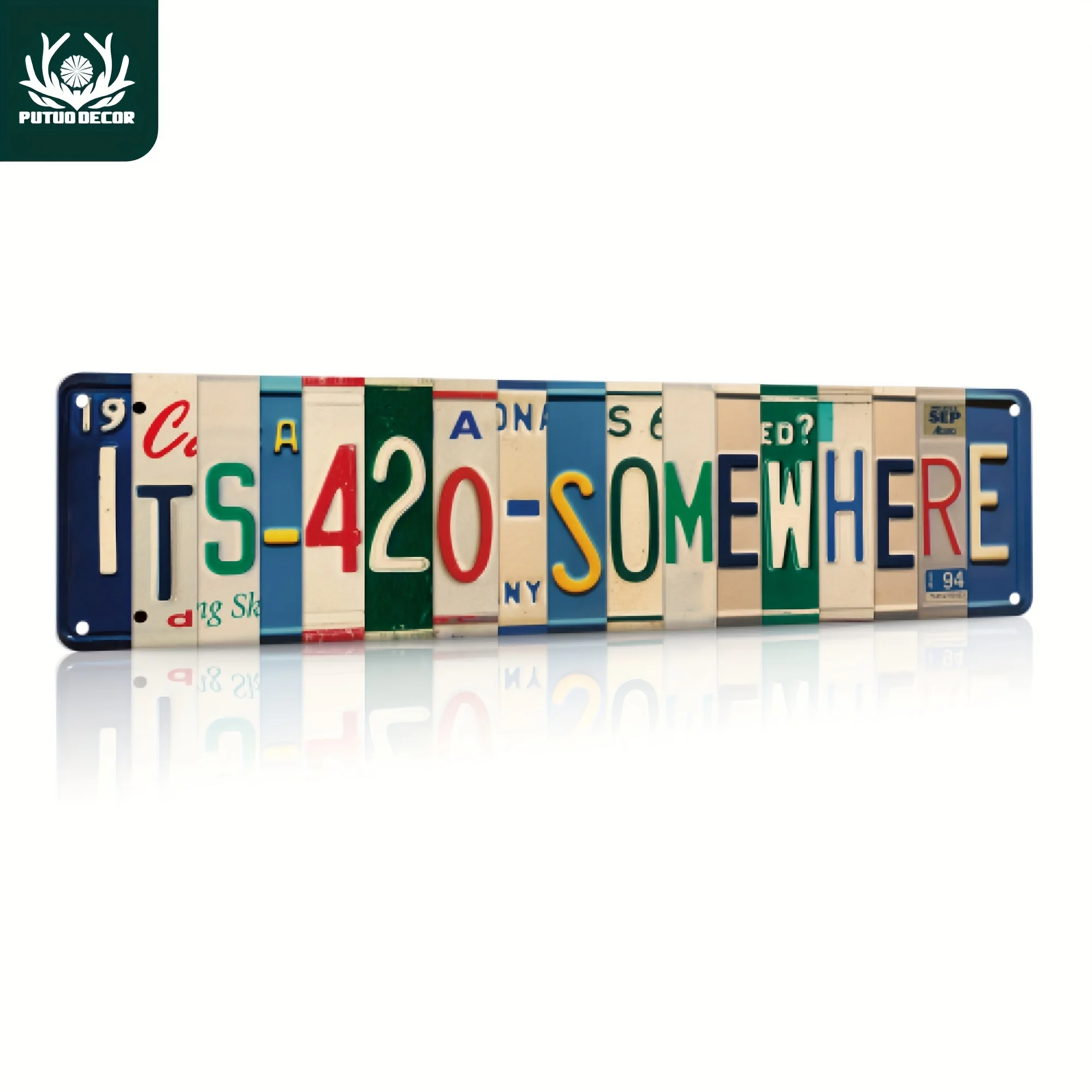 

Putuo Decor 1pc 420 Street Road Sign, Vintage Metal Plaque Hippy Wall Decor for Stoner Room Bedroom Garage Smoking Den Weed Room