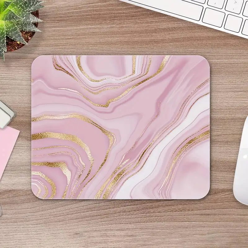 Pink Gold Marble Mouse Pad Premium-Textured Small Mouse Mat Waterproof Non-Slip Rubber Base for Office Work Computer Mouse Pad