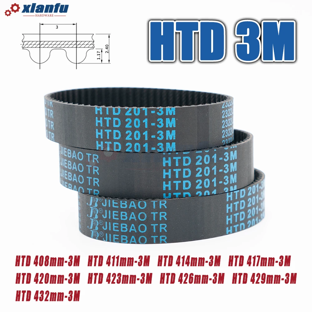 HTD 3M المطاط مؤقت اشتعال محيط HTD3M 408 411 414 417 420 423 426 429 432 مللي متر محرك مغلق حلقة نقل العرض 5 ~ 30 مللي متر CNC