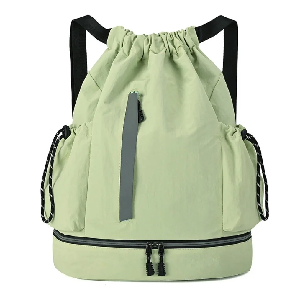 Large Capacity Drawstring Backpack Dry Wet Separation Shoe Compartment Basketball Bag Multi Compartment Lightweight Gym Bag