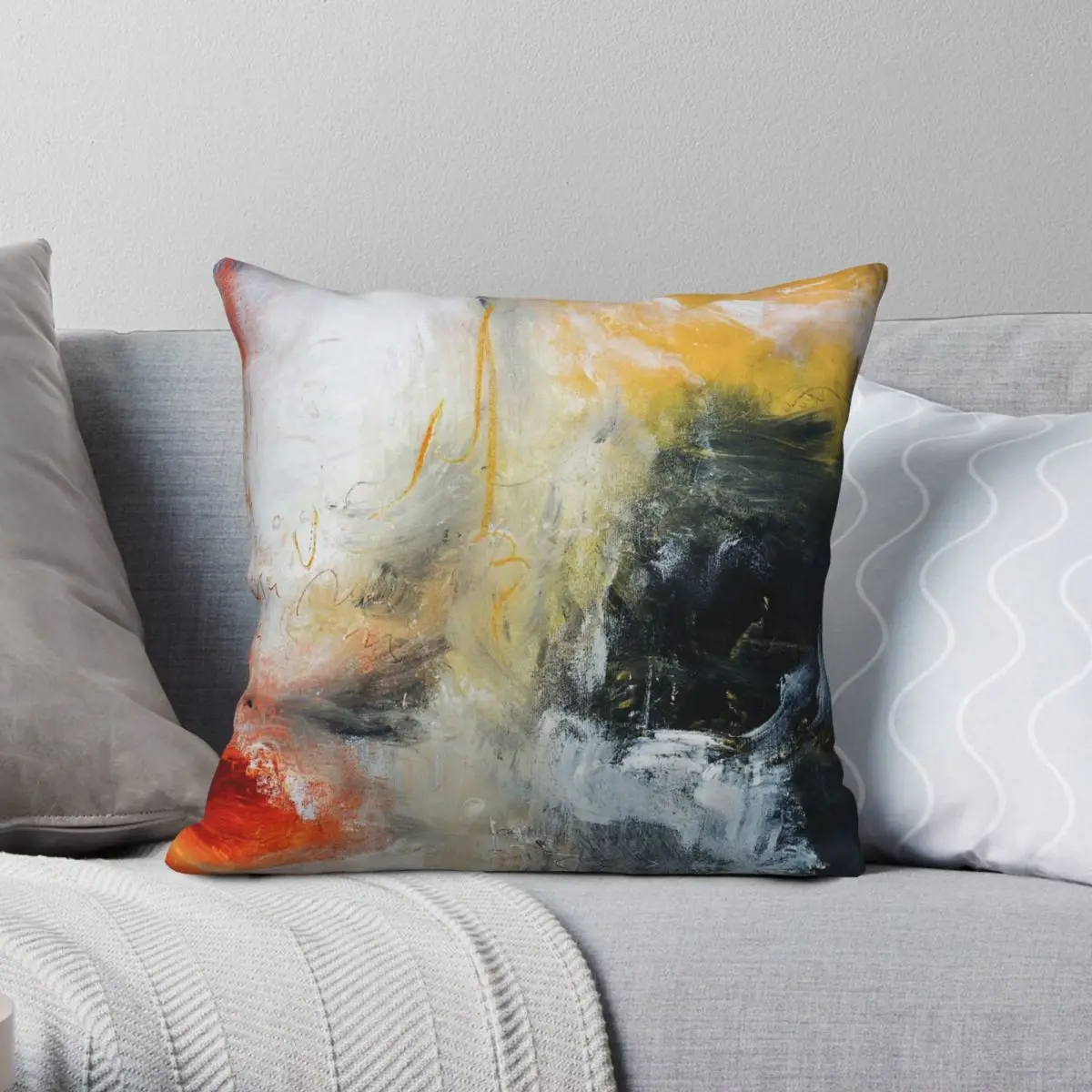 

Orange Black Abstract Pillowcase Polyester Linen Velvet Pattern Zip Decor Pillow Case Sofa Seater Cushion Cover