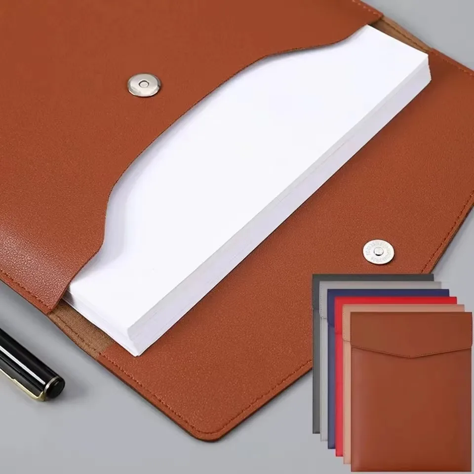 

A4 Simple Big Capacity File Folder Document Bag Leather File Briefcase Portable Organizer Office Paper Holder Office Supplies