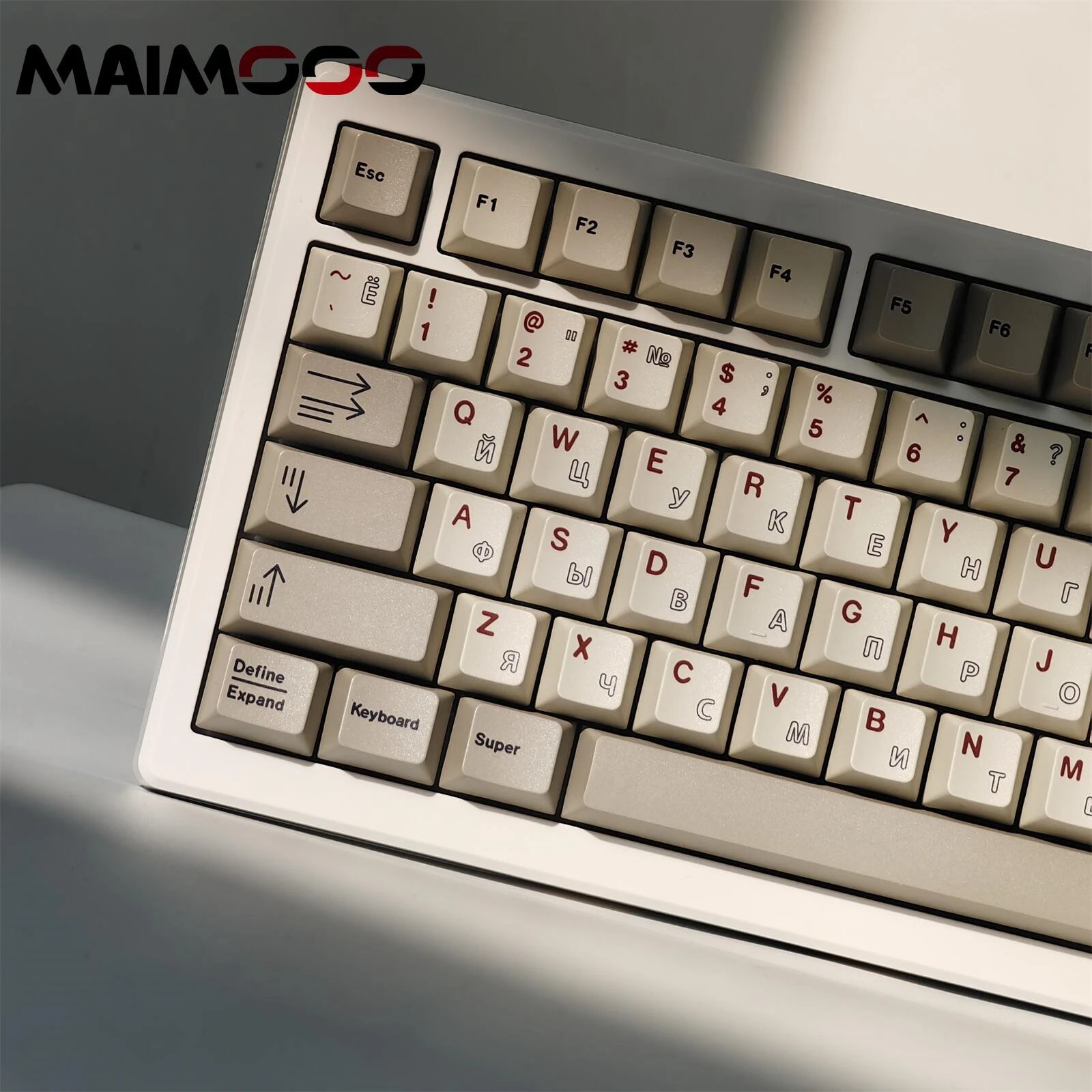 MAIMOOO Retro Russo Keycap Bianco 145 Tasti Cherry PBT Materiale Texture Semplice Keycap Tastiera Meccanica Fai Da Te Copritasti Periferici