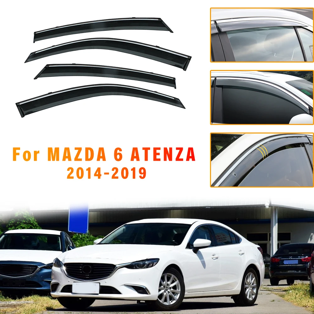 For Mazda 6 ATENZA 2014-2019 Sun Rain Visor Window Weather Shield Deflector Guard Awnings Car Styling Auto Accessories