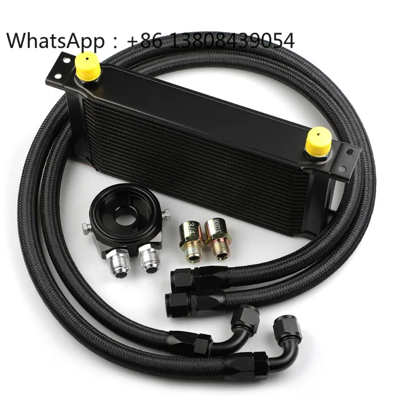 19 Rows Oil Cooler Kit AN10 M-MODEL Oil Filter Adapter With Threads AN8 3/4-16UNF M20X1.5 With Nylon Hose
