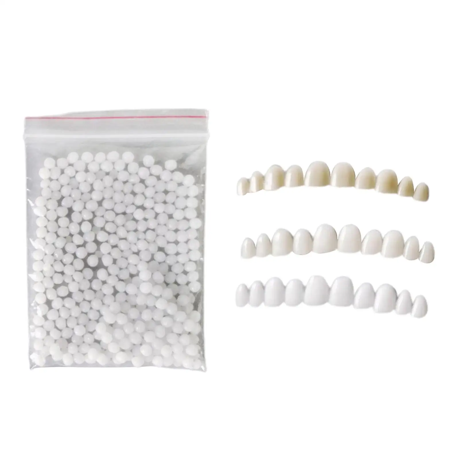 Silicone Reusable Teeth Veneers with Adhesive Fitting Beads Temporary Teeth