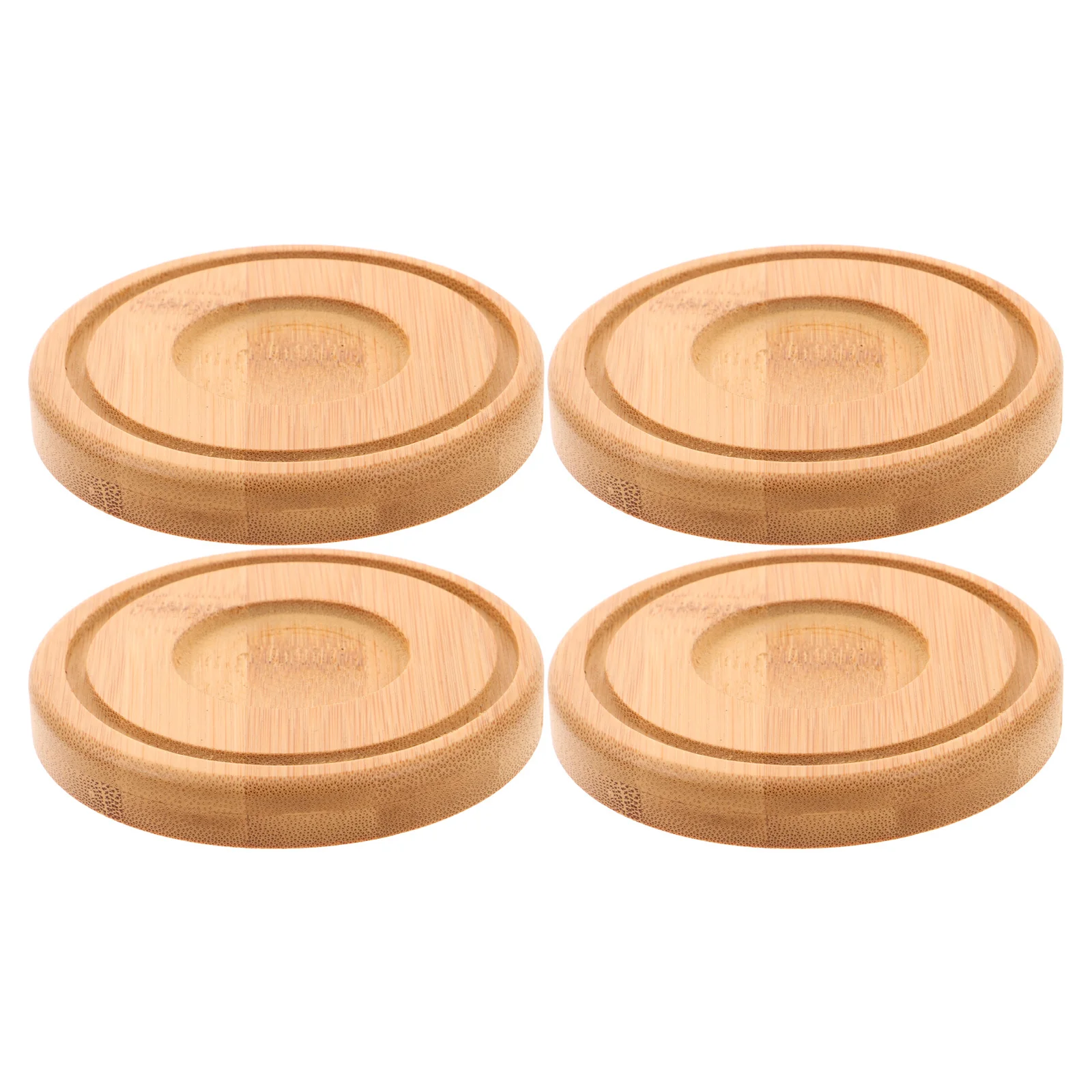 

4pcs Round Bamboo Holder Plate Farmhouse Pillar Pedestal Stand For Living Room Coffee Table Centerpiece Rustic
