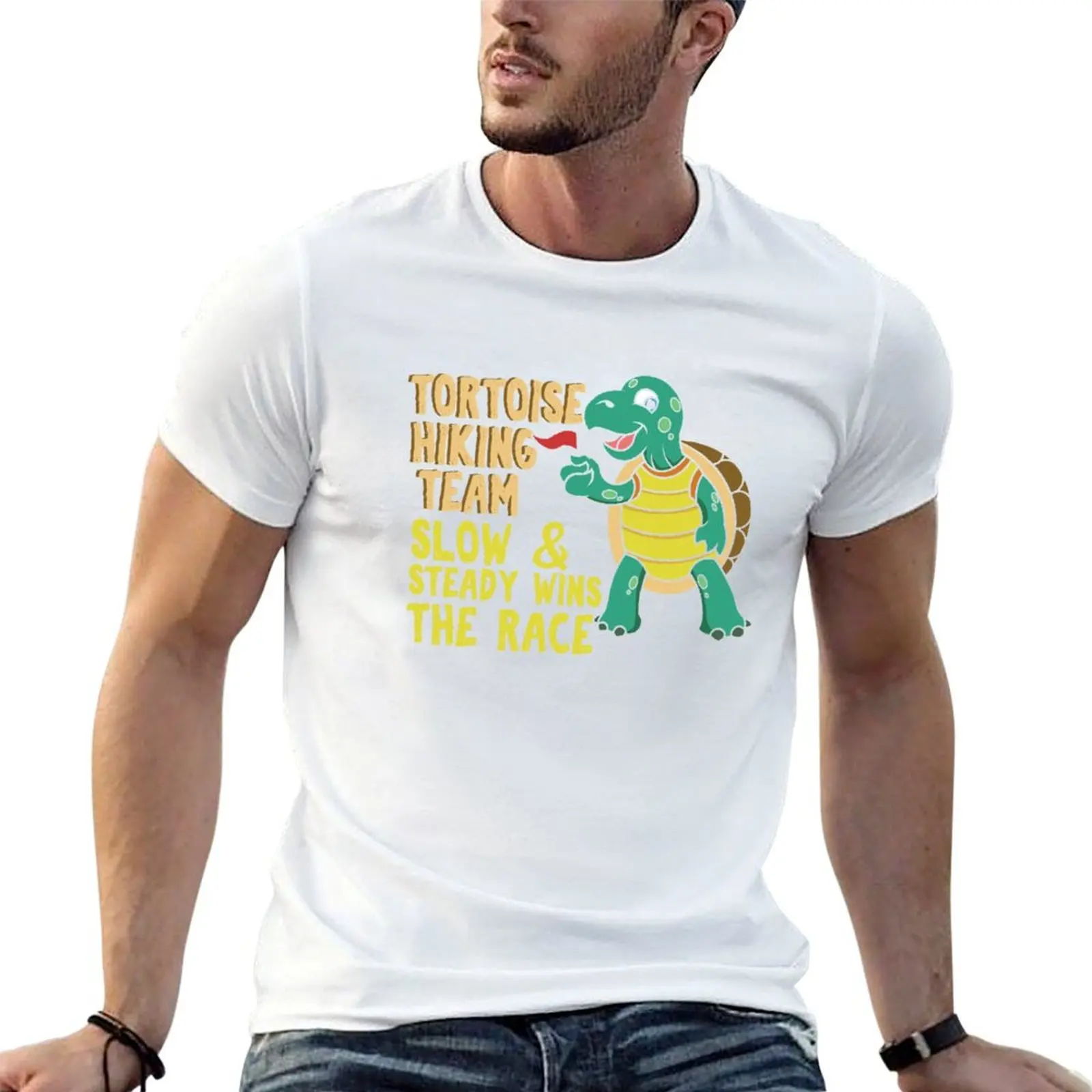 T-shirt à manches courtes décontracté pour tous les jours, motif Tortoise Hiking Team Slow and Steady, cadeau pour les randonneurs
