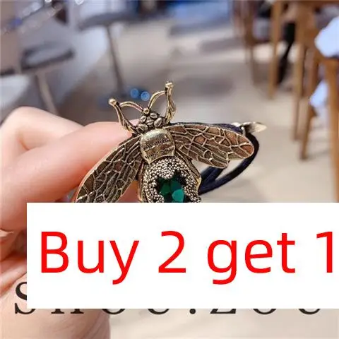 Retro Bee Elastic Hair Bandas para mulheres, strass cristal elegante, corda rabo de cavalo, laço feminino, Scrunchies, acessórios meninas