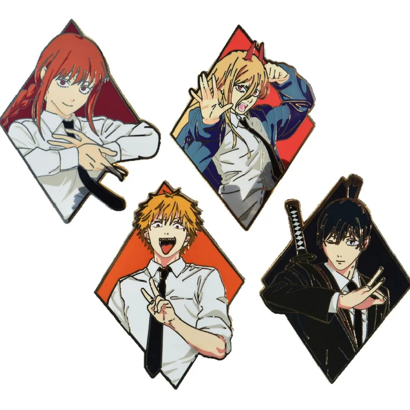 Anime Chainsaw Man Brooch Denji Power Aki Hayakawa Makima Enamel Metal Pin for Clothes Gifts Friends