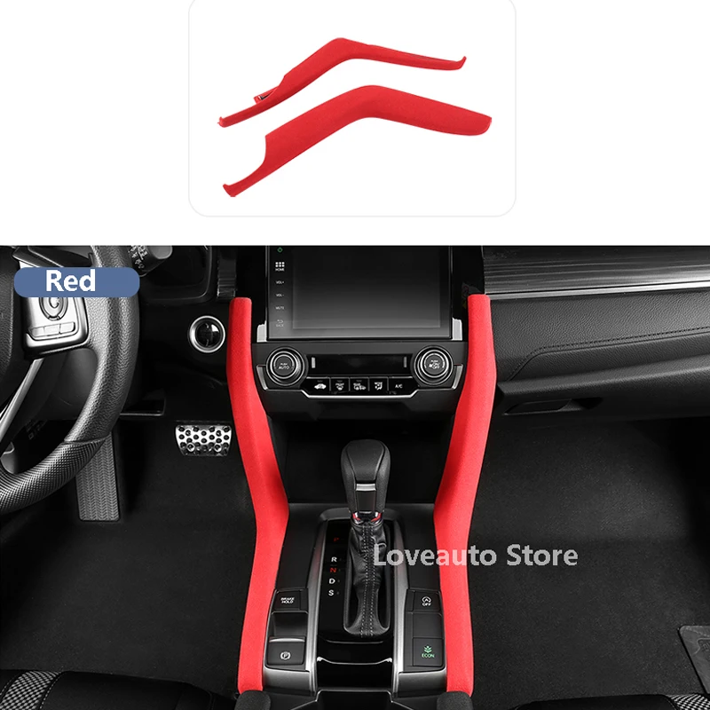 Car Alcantara Center Console Water Cup Trim Interior Accessories for Honda Civic 10th 2016 2017 2018 2019 2020 2021