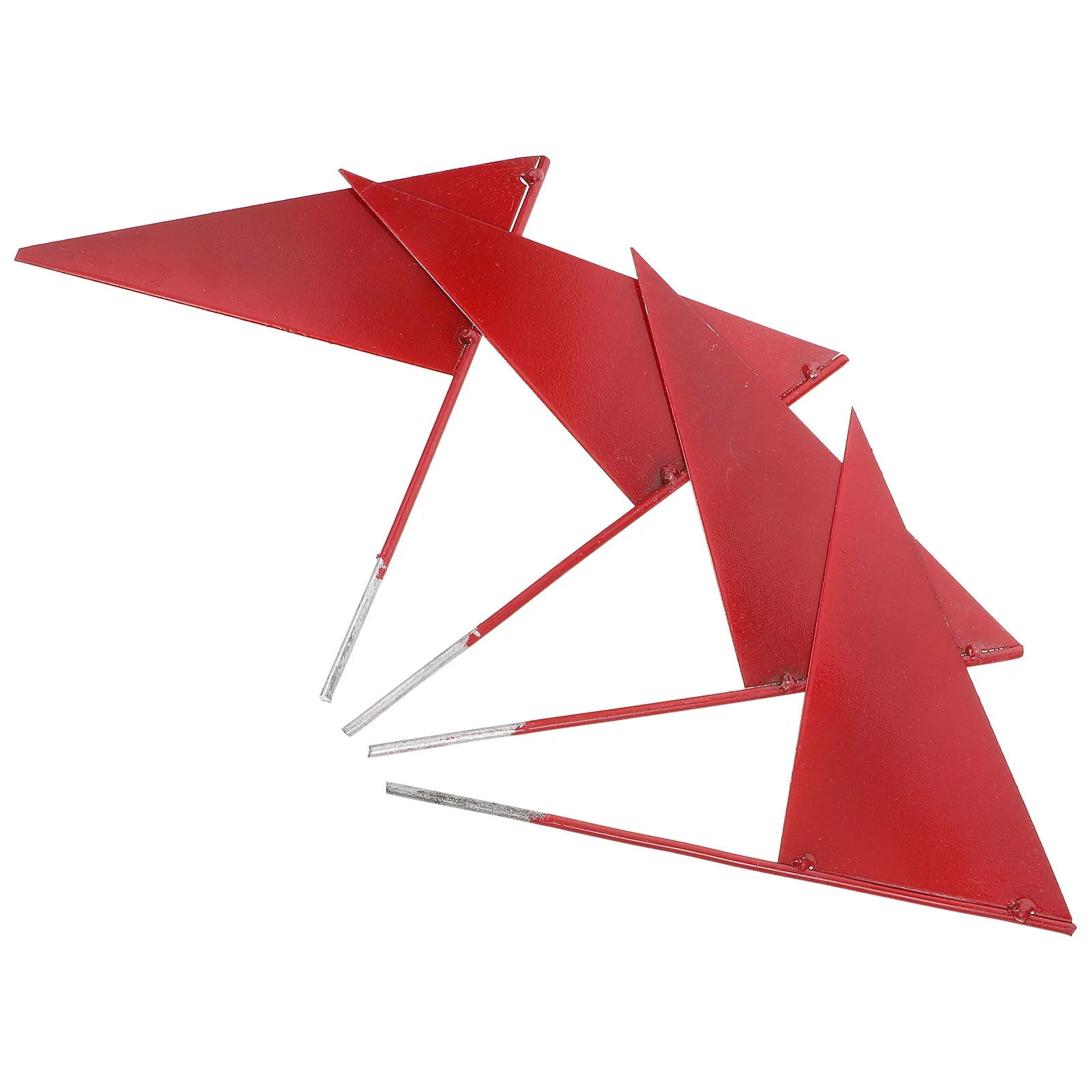 

4 Pcs Solid Color Triangle Iron Stick Flag Flag Shot Put Flag Marker for Outdoor Game (Red)