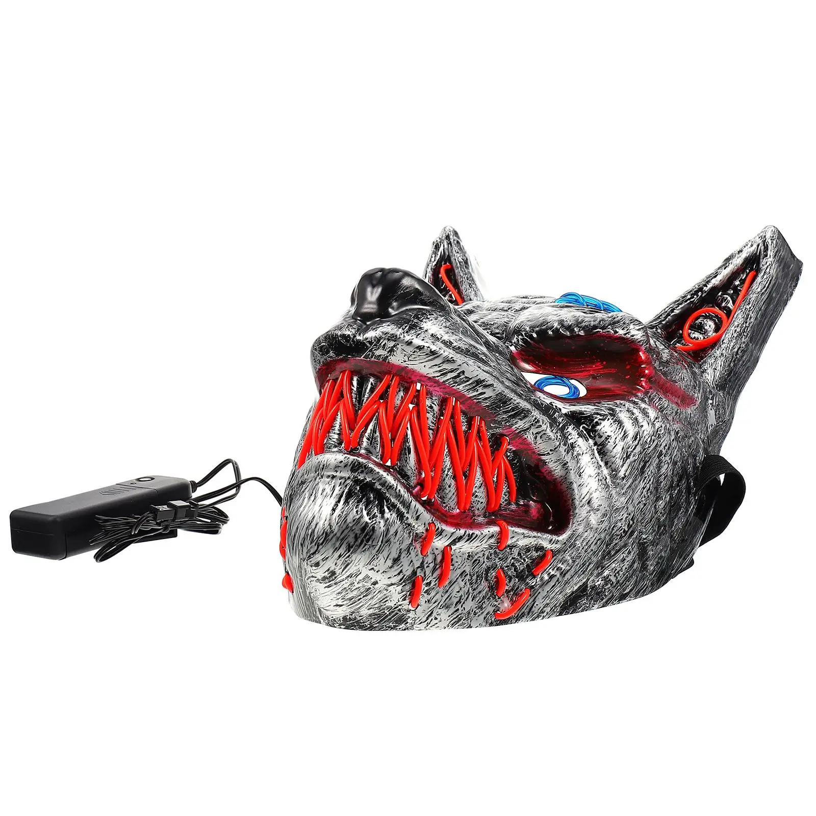 1 PC หน้ากากเรืองแสงฮาโลวีนหัวหมาป่า LED หน้ากากน่ากลัวสําหรับ Carnival Ghost Festival Light Up PARTY เครื่องแต่งกายอุปกรณ์เสริม