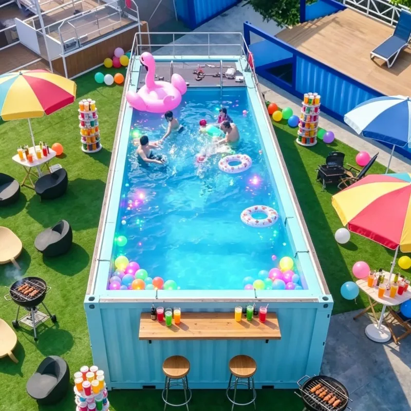 Customized Easy Setup Container Pool Portable Folding Structure Backyard Pool Summer Gathering