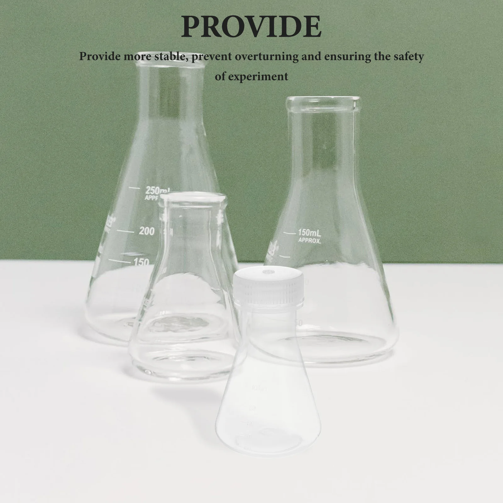 

5 Pcs Conical Flask Plastic for Laboratory Flat Chemistry Erlenmeyer Clear Scale