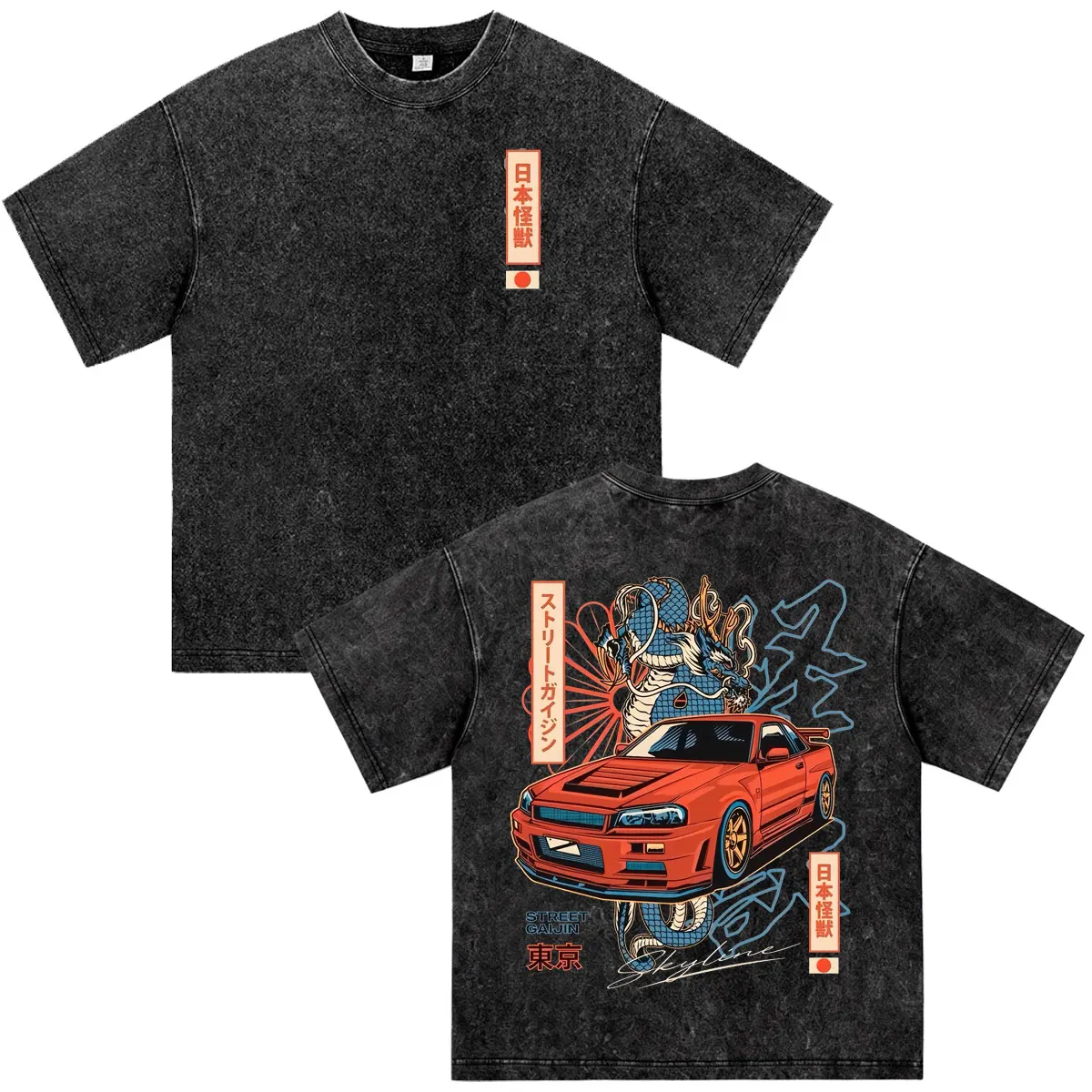 Tokyo Anime Initial D Drift AE86 Takumi Fujiwara Vintage Washed T-shirts JDM Racing Car T Shirt Men Women Short Sleeves T Shirts